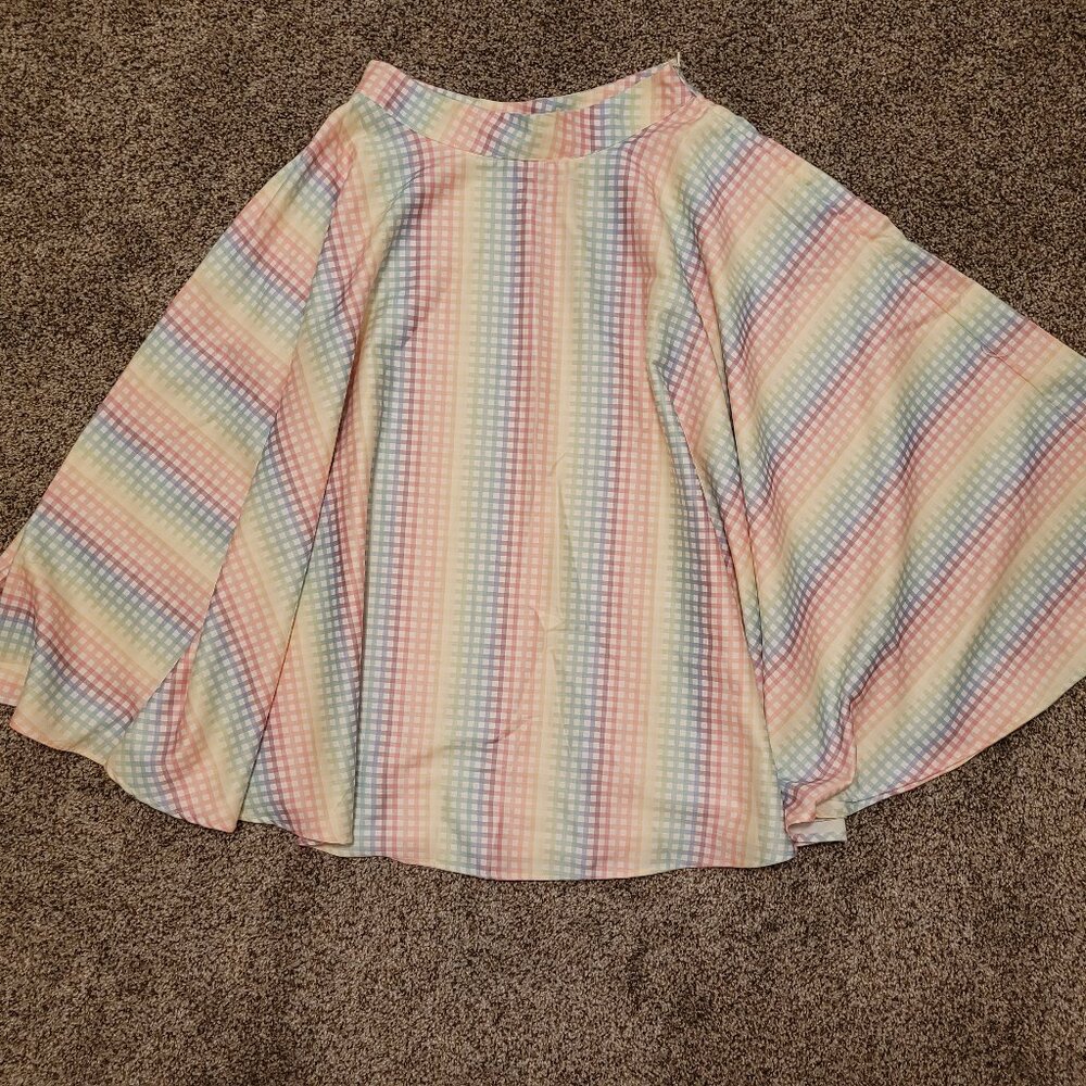 NWT UV Voodoo Vixen 1950s Rainbow Gingham Swing Skirt Size XS - Picture 3 of 6
